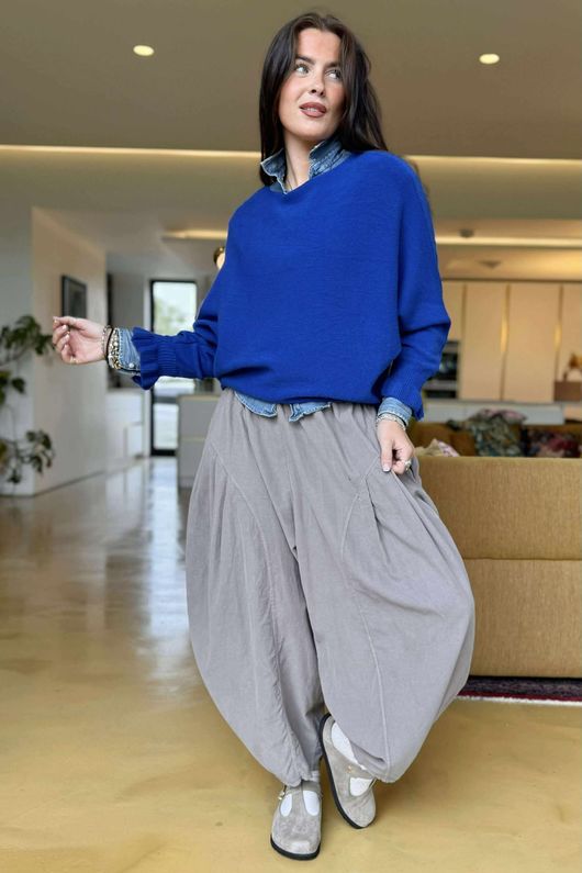 Conrad Batwing Ruffle Cuff Knit Lapis